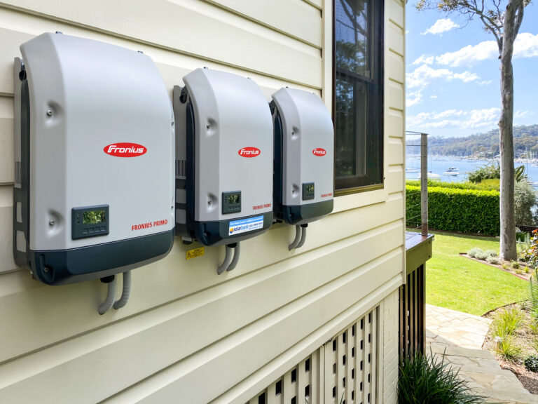 Three Fronius Primo solar inverters installed by Solarbank on a Northern Beaches home
